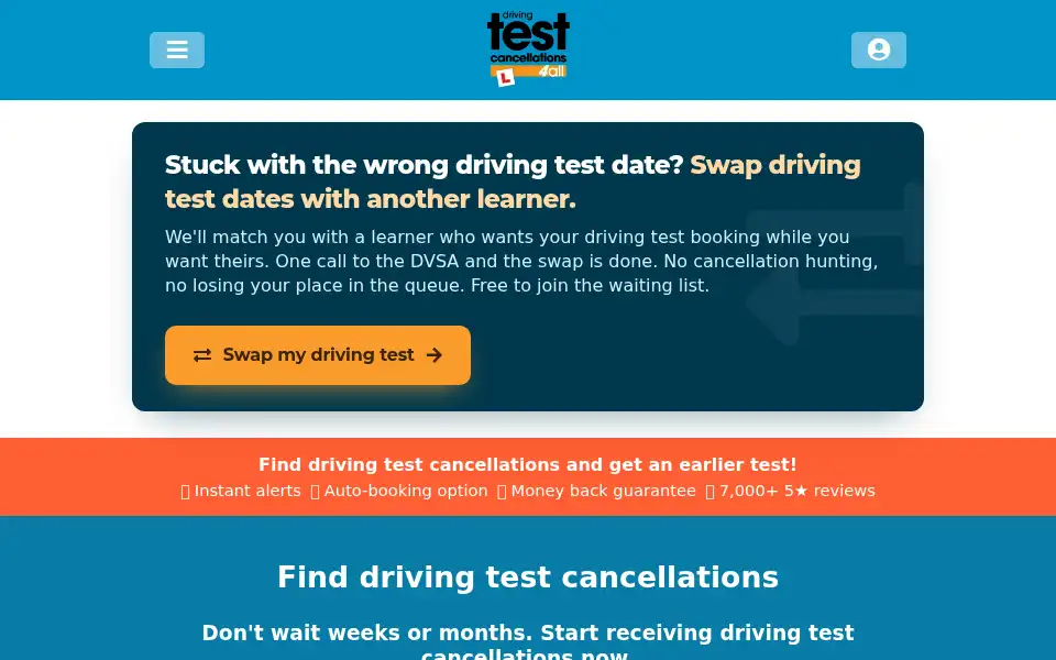 Screenshot of driving-test-cancellations-4all.co.uk