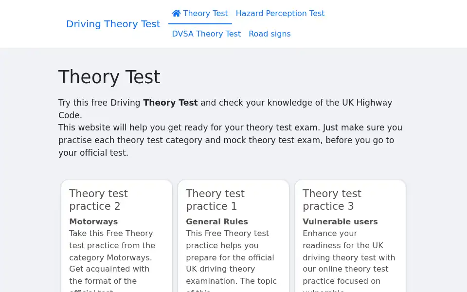 Screenshot of driving-theory-test.com