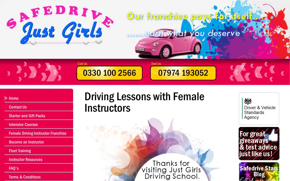 Screenshot of drivinglessonsfemale.co.uk