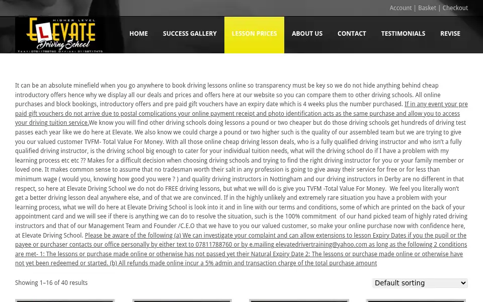 Screenshot of drivinglessonsnottinghamelevate.com