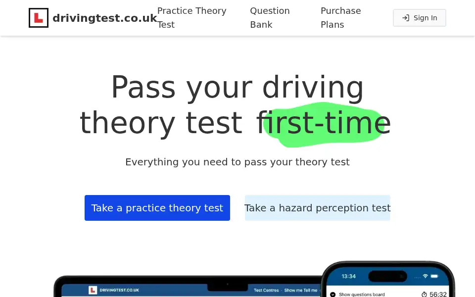 Screenshot of drivingtest.co.uk