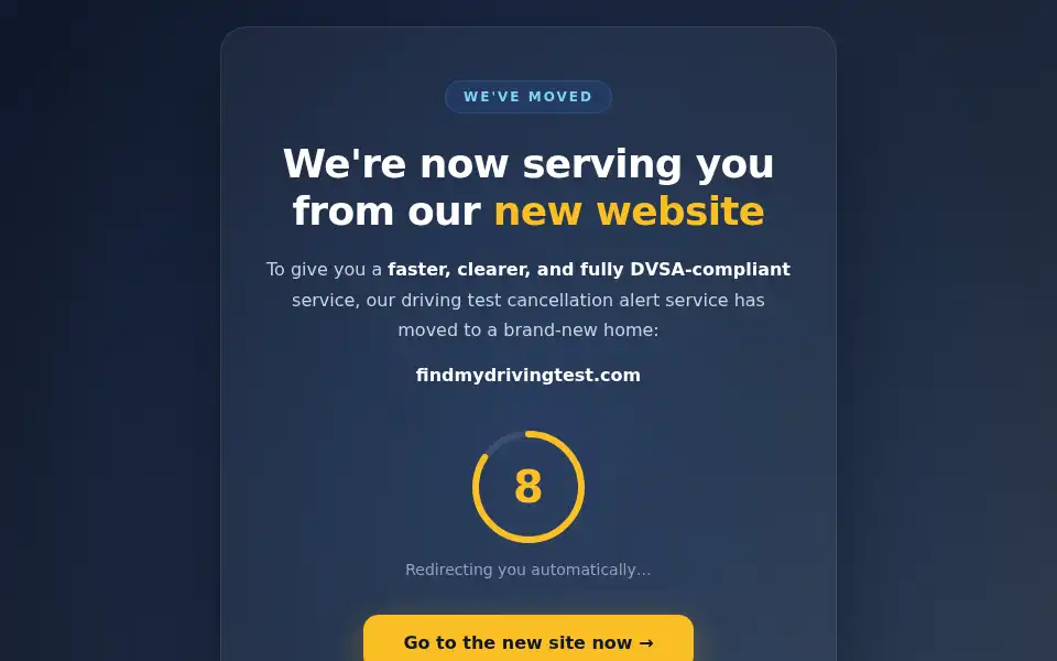 Screenshot of drivingtestcancellations.uk