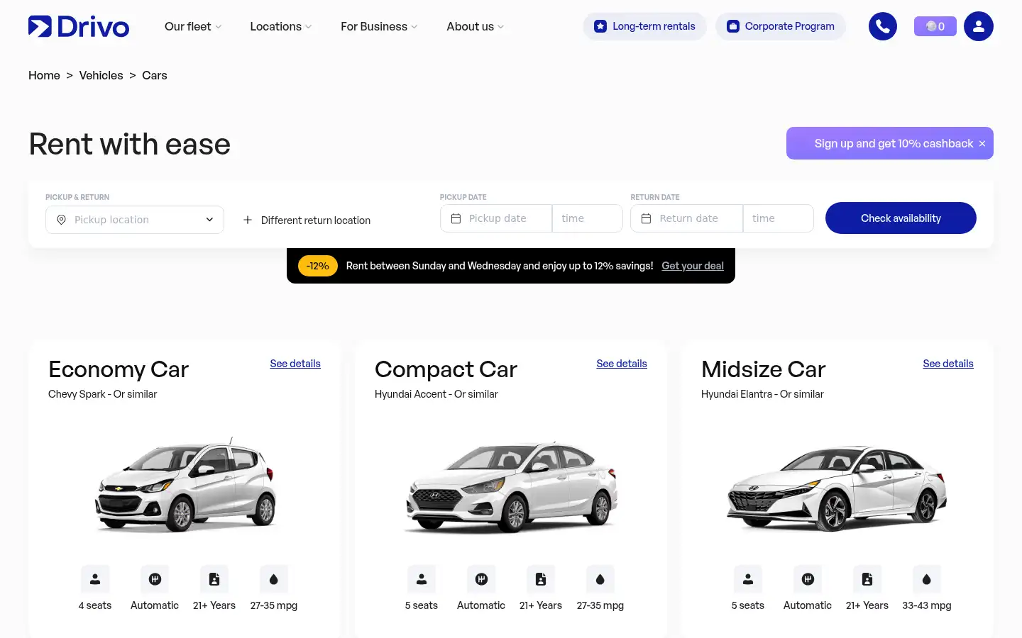 Screenshot of drivo.com