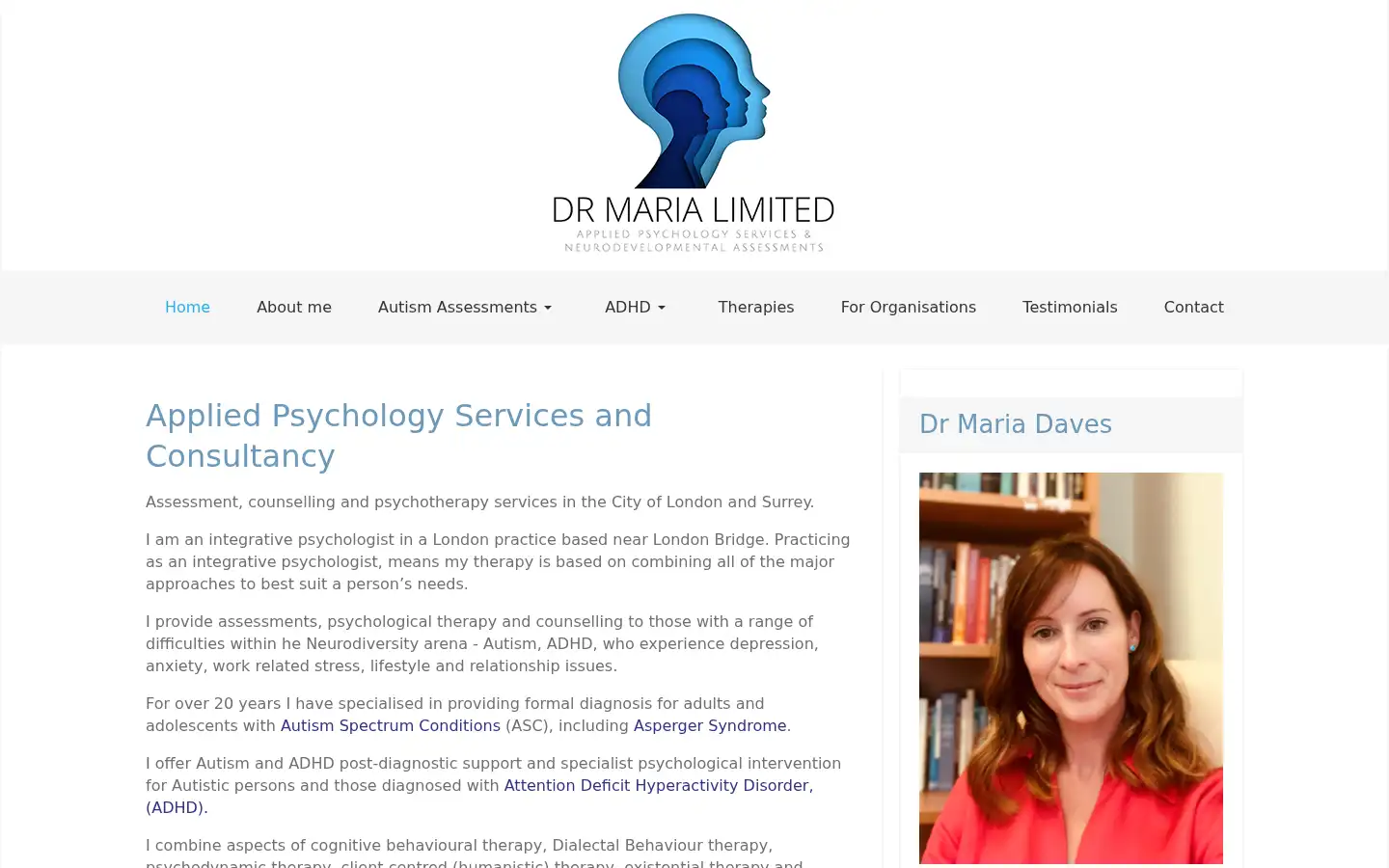 Screenshot of drmaria.co.uk