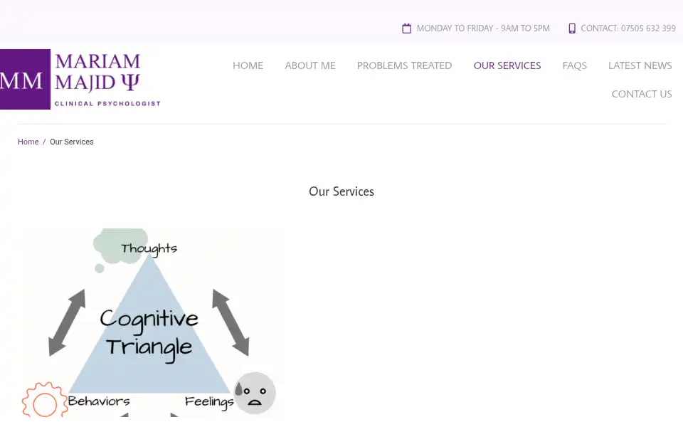 Screenshot of drmariammajid.co.uk