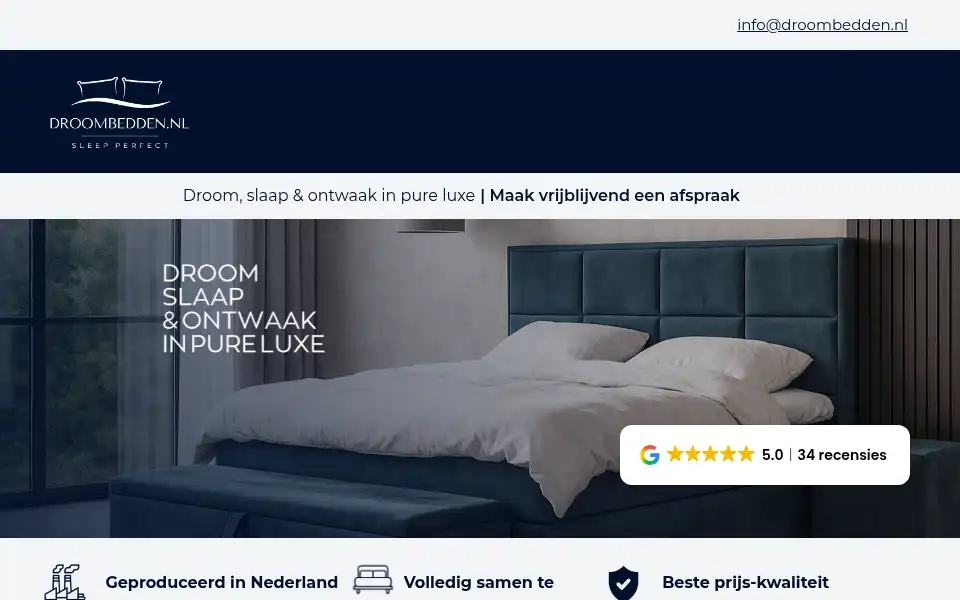 Screenshot of droombedden.nl