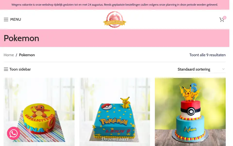 Screenshot of droomtaart.nl
