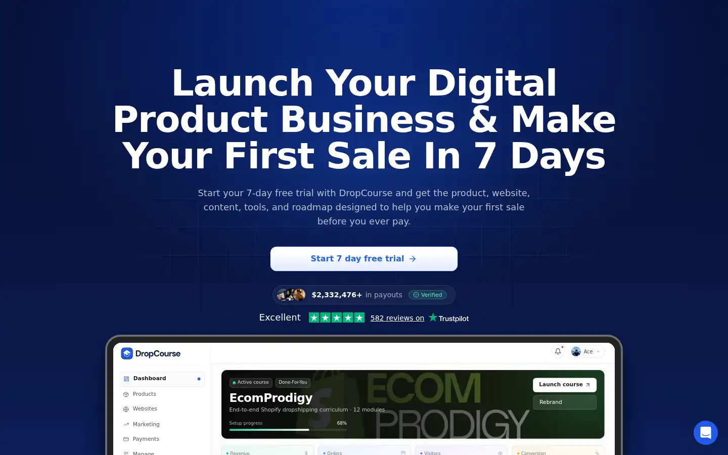 Screenshot of dropcourse.app