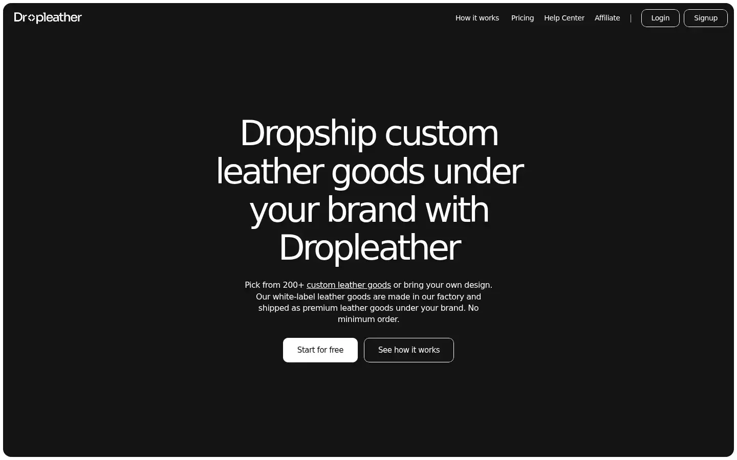 Screenshot of dropleather.com