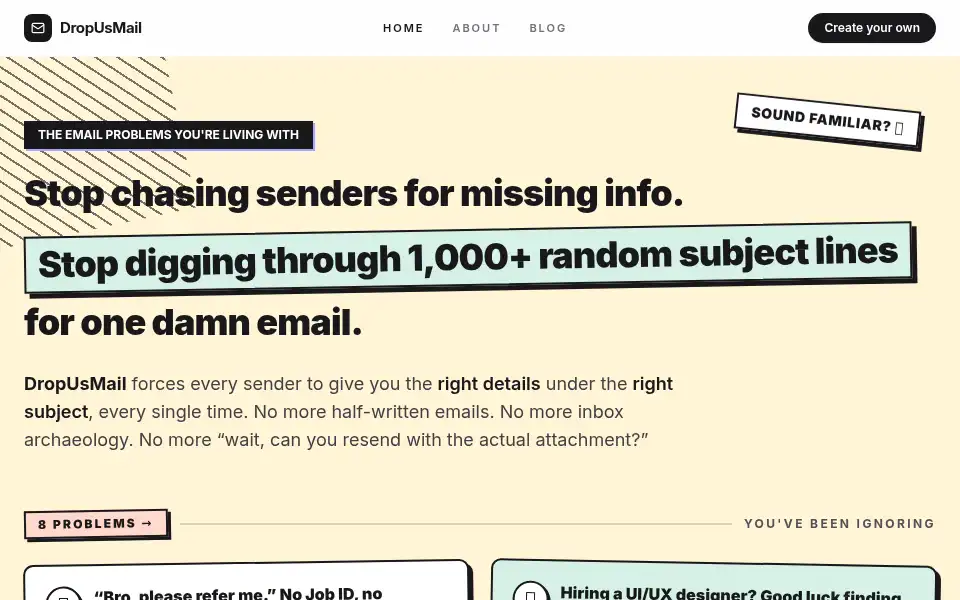 Screenshot of dropusmail.com