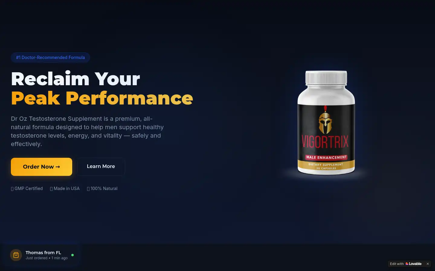Screenshot of droztestosterone.lovable.app