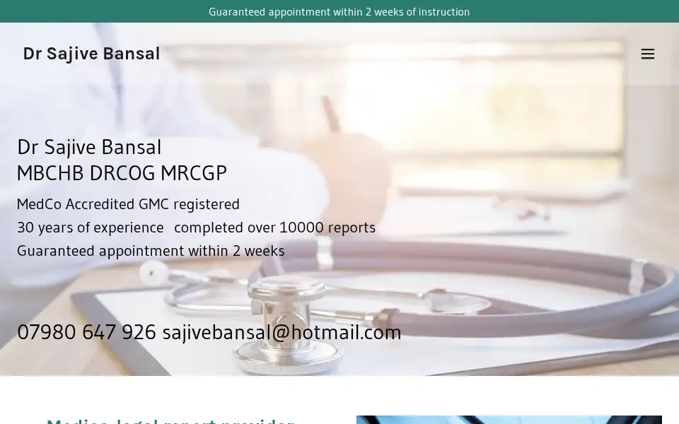 Screenshot of drsajivebansal.co.uk
