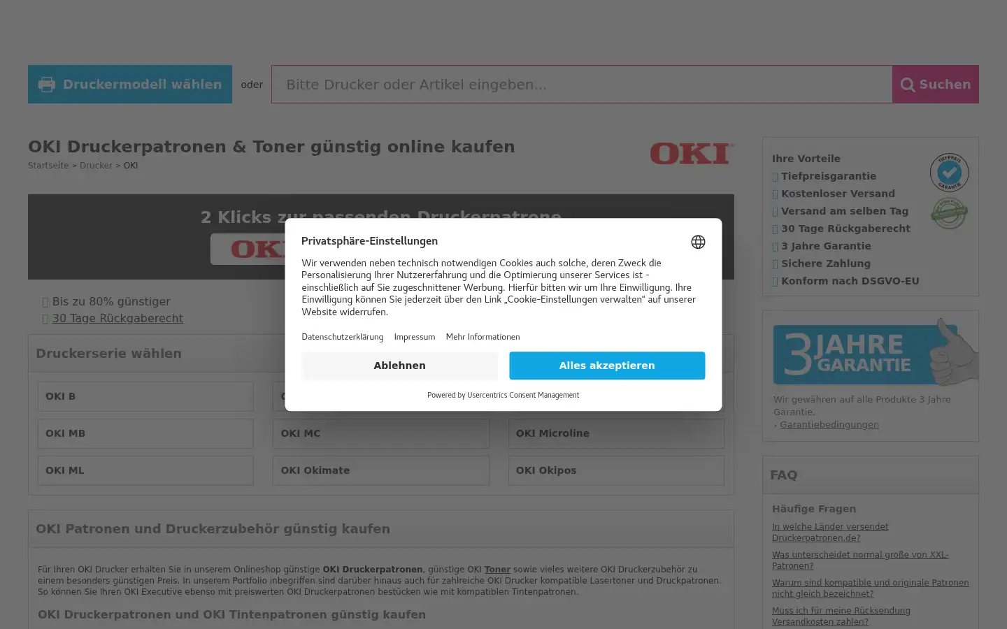 Screenshot of druckerpatronen.de
