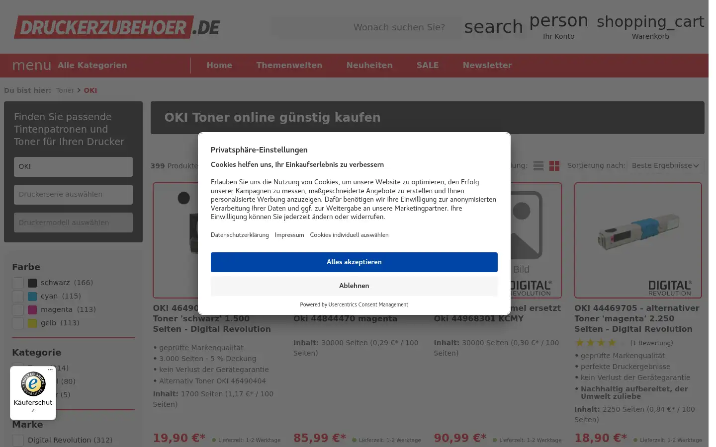 Screenshot of druckerzubehoer.de