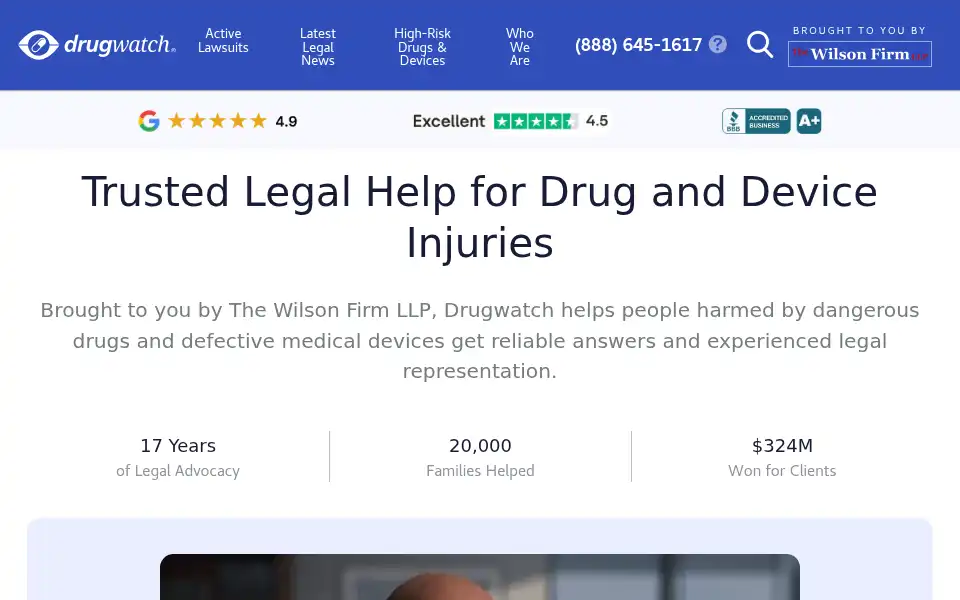 Screenshot of drugwatch.com
