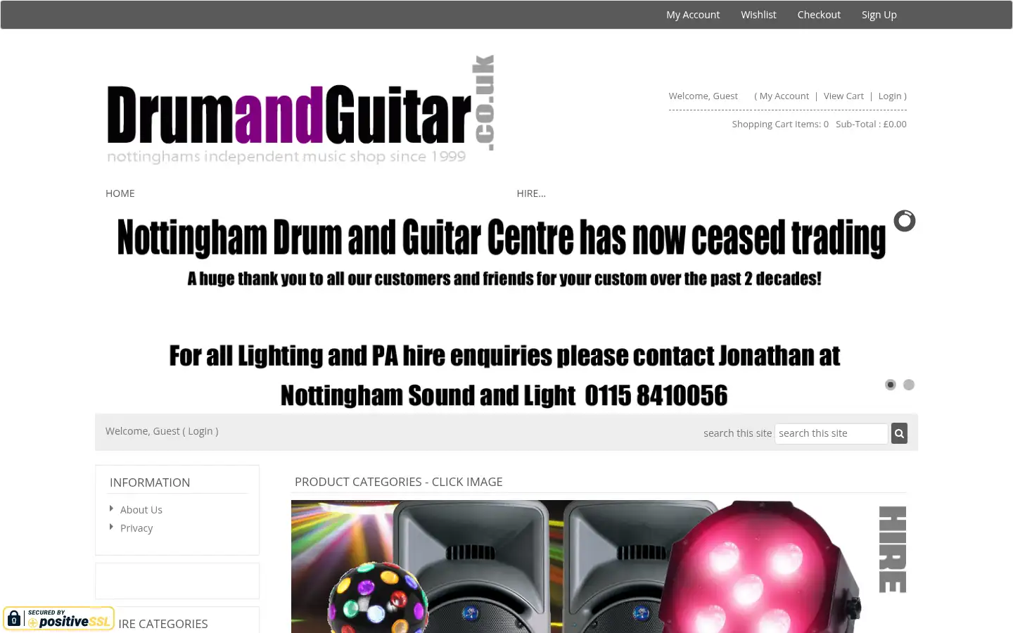 Screenshot of drumandguitar.co.uk