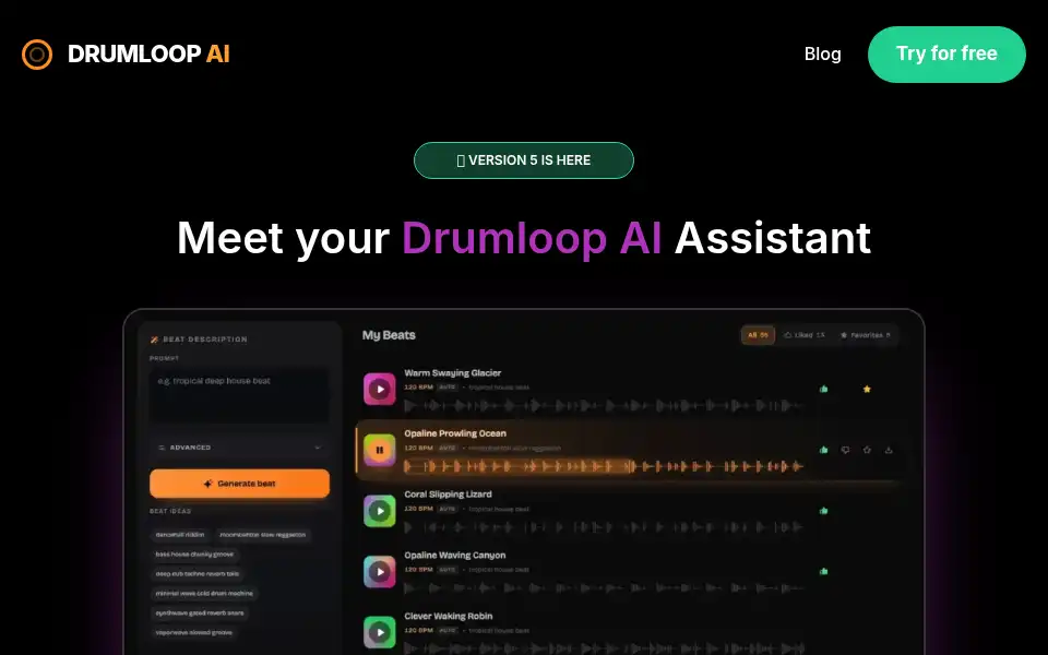 Screenshot of drumloopai.com