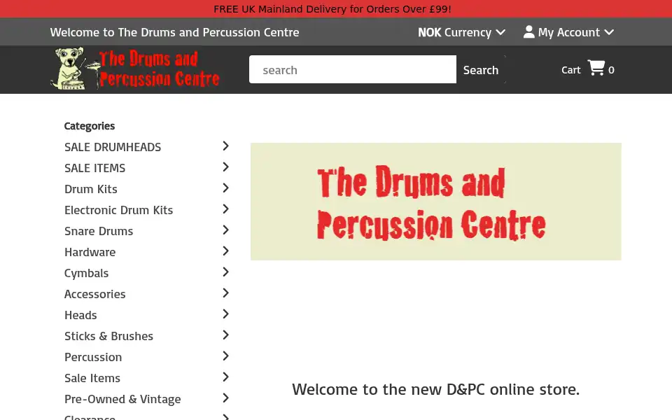 Screenshot of drumsandpercussioncentre.com