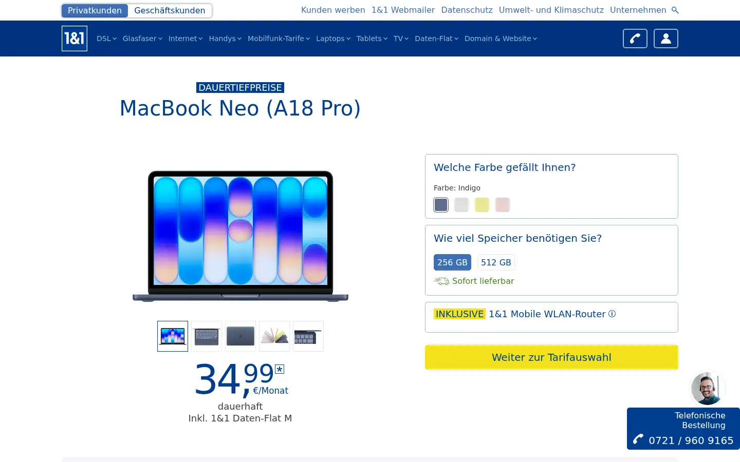 Screenshot of dsl.1und1.de
