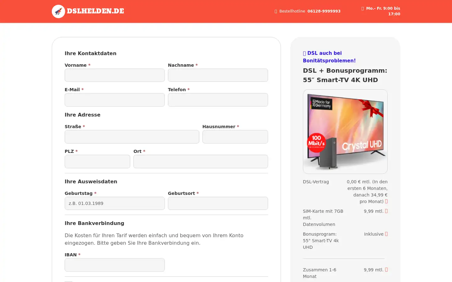 Screenshot of dslhelden.de