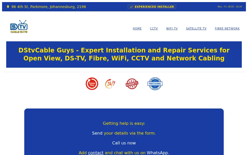 Screenshot of dstvcableguys.co.za