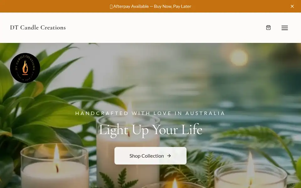 Screenshot of dtcandlecreations.com.au