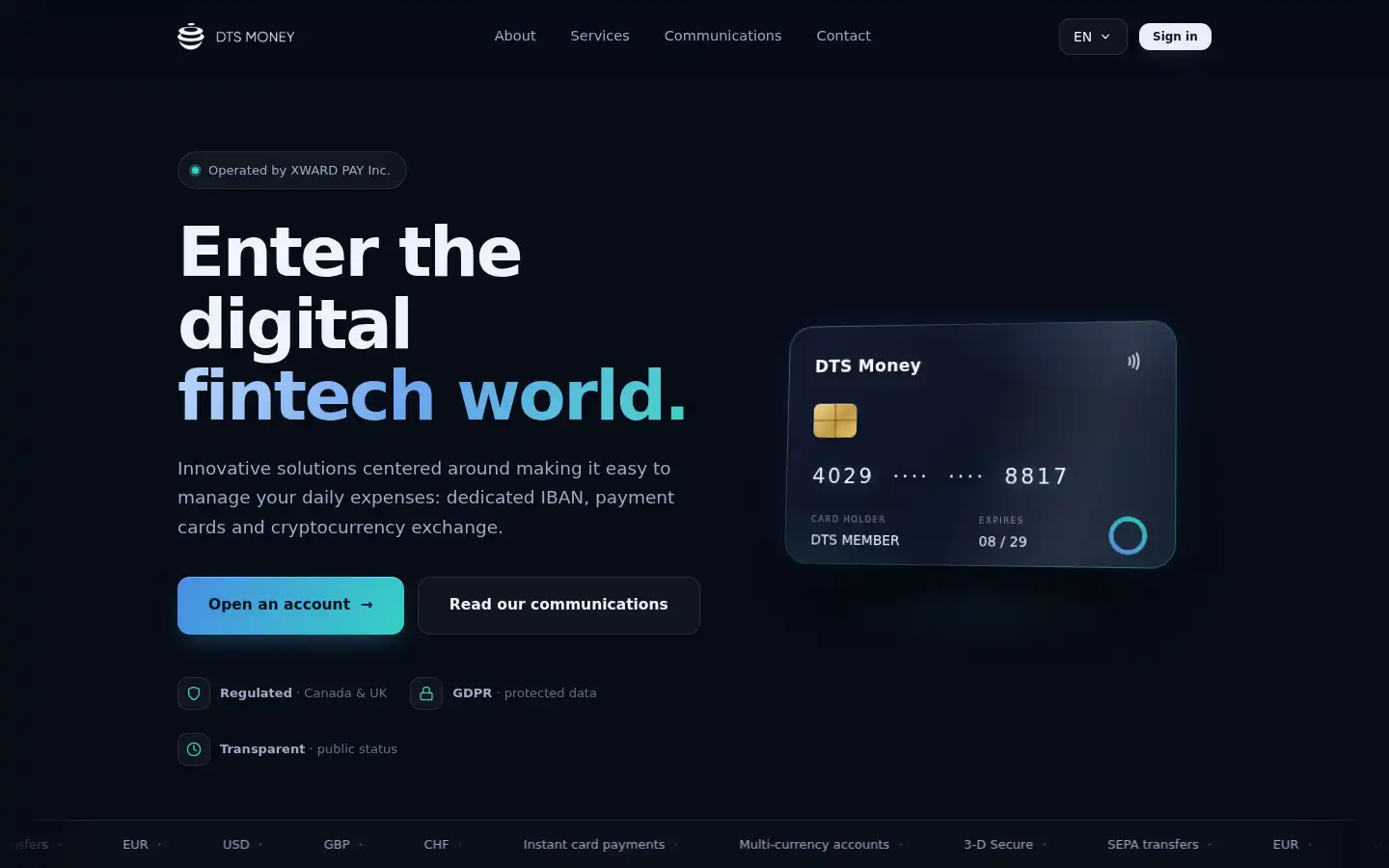 Screenshot of dtsmoney.com