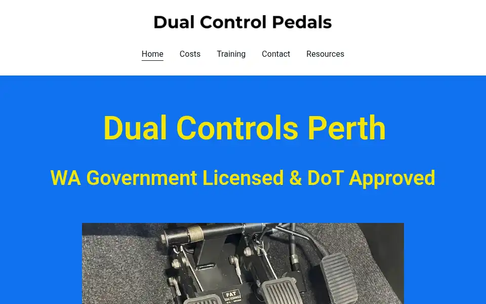 Screenshot of dualcontrolpedals.com.au