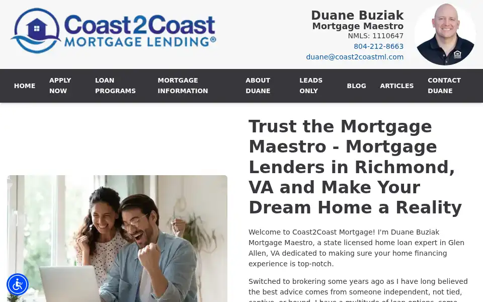 Screenshot of duanebuziakmortgagebroker.com