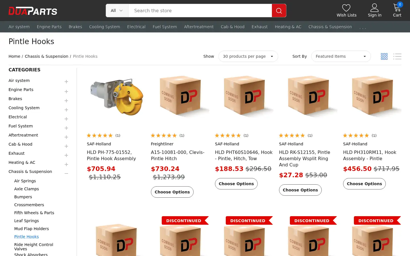 Screenshot of duaparts.com