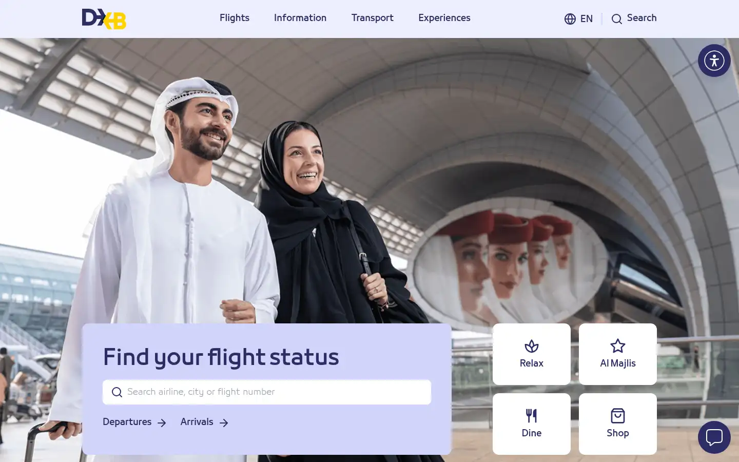 Screenshot of dubaiairports.ae