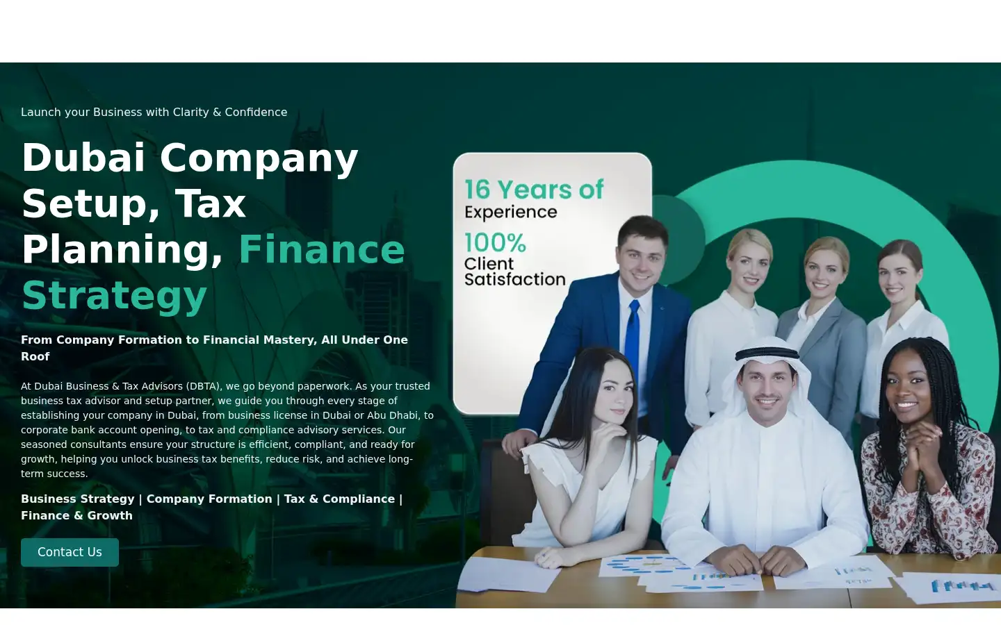 Screenshot of dubaibusinessandtaxadvisors.ae