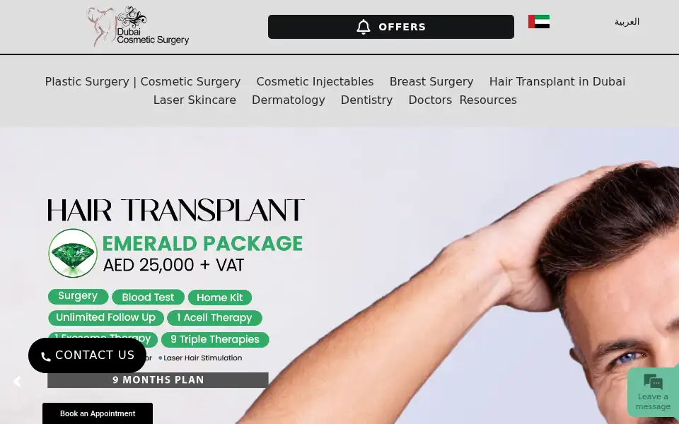 Screenshot of dubaicosmeticsurgery.com