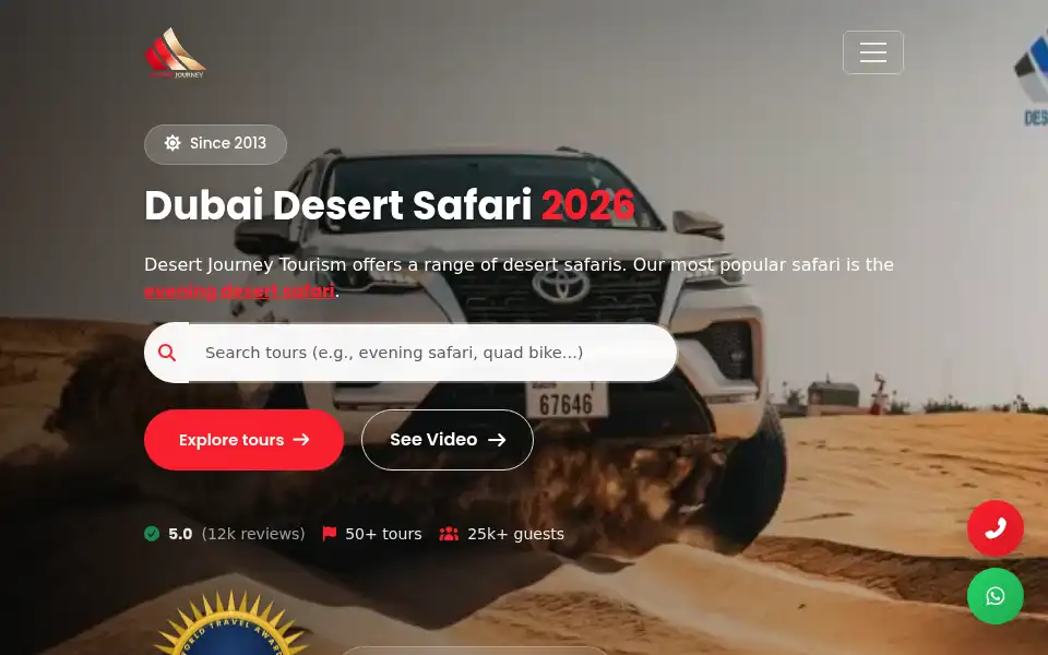 Screenshot of dubaidesertsafari.com