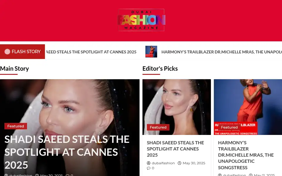 Screenshot of dubaifashionmagazine.com