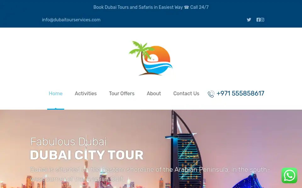 Screenshot of dubaitourservices.com