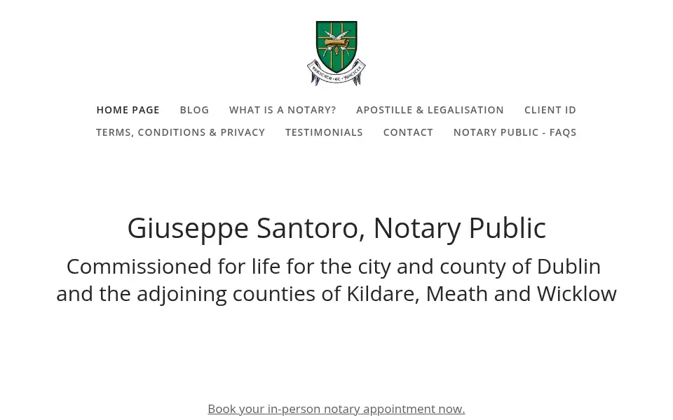 Screenshot of dublin2notary.ie