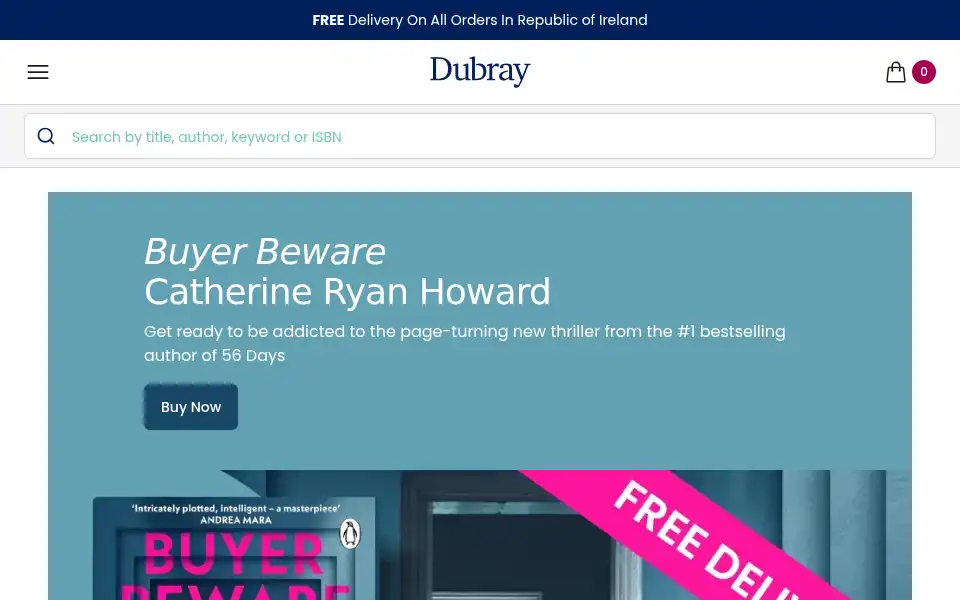 Screenshot of dubraybooks.ie
