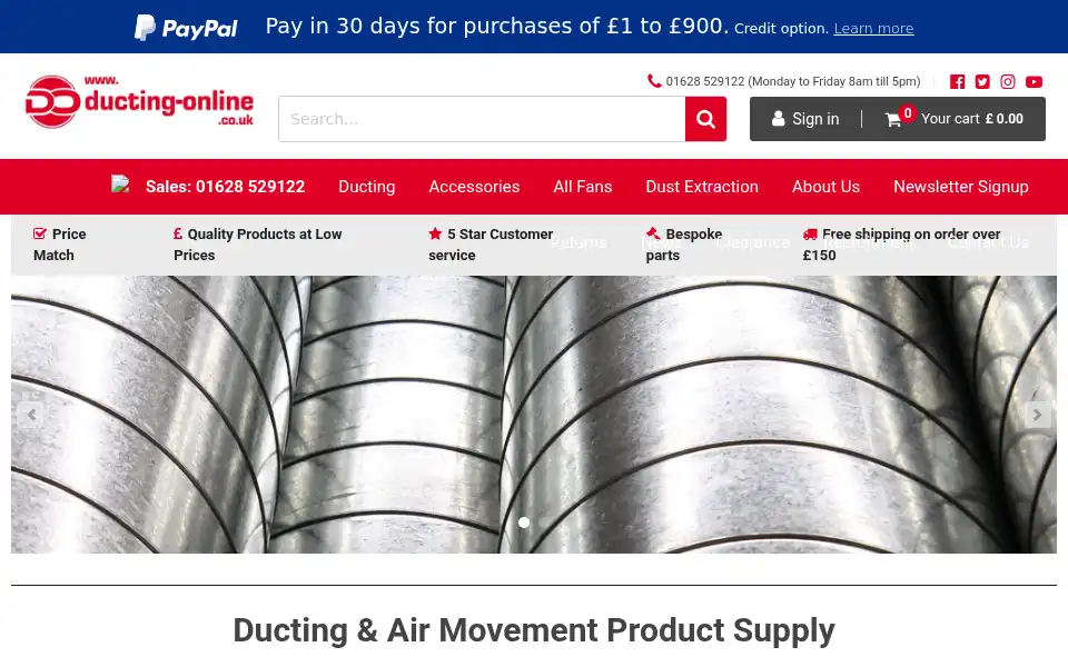 Screenshot of ducting-online.co.uk