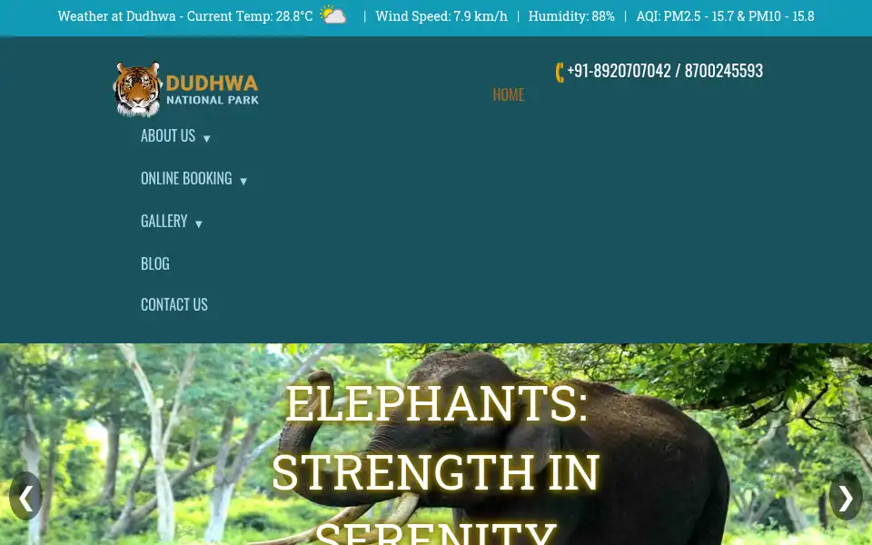 Screenshot of dudhwa-national-park.in