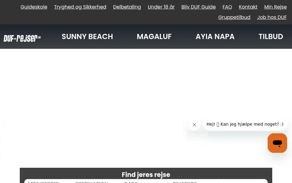 Screenshot of duf-rejser.dk