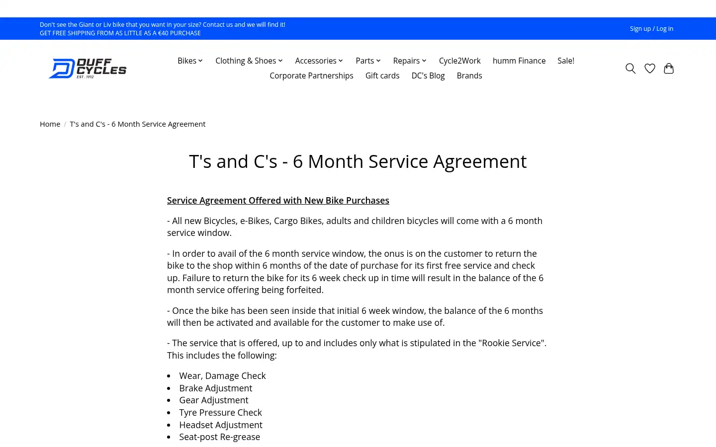 Screenshot of duffcycles.com