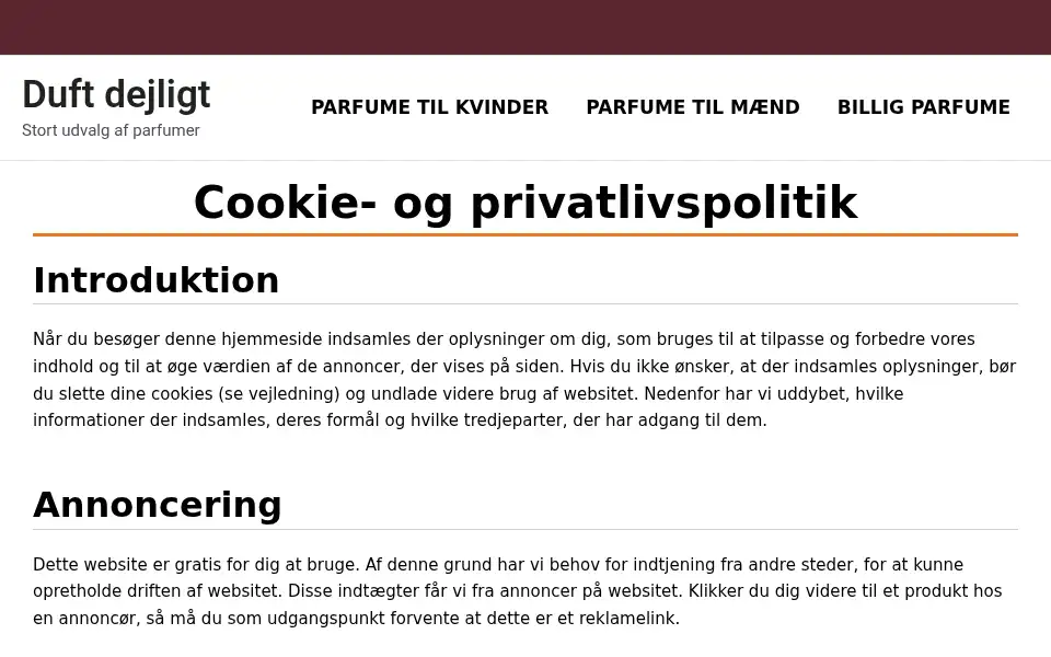 Screenshot of duftdejligt.dk