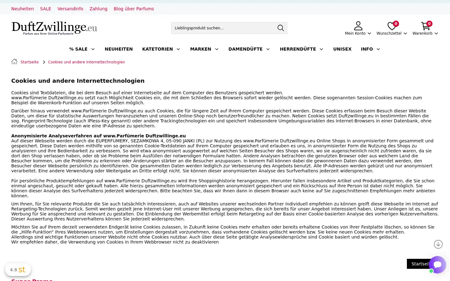 Screenshot of duftzwillinge.eu