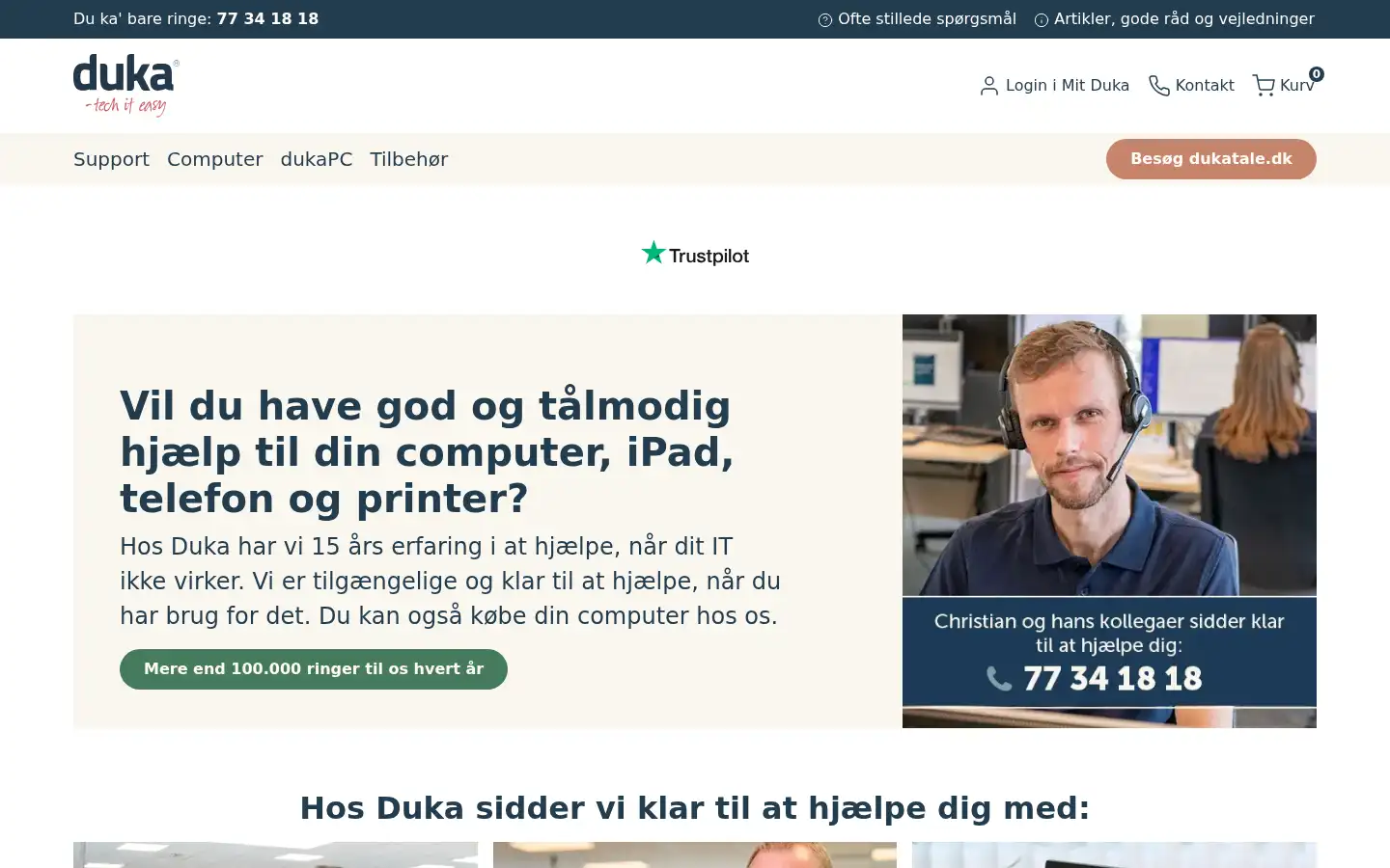 Screenshot of duka.dk