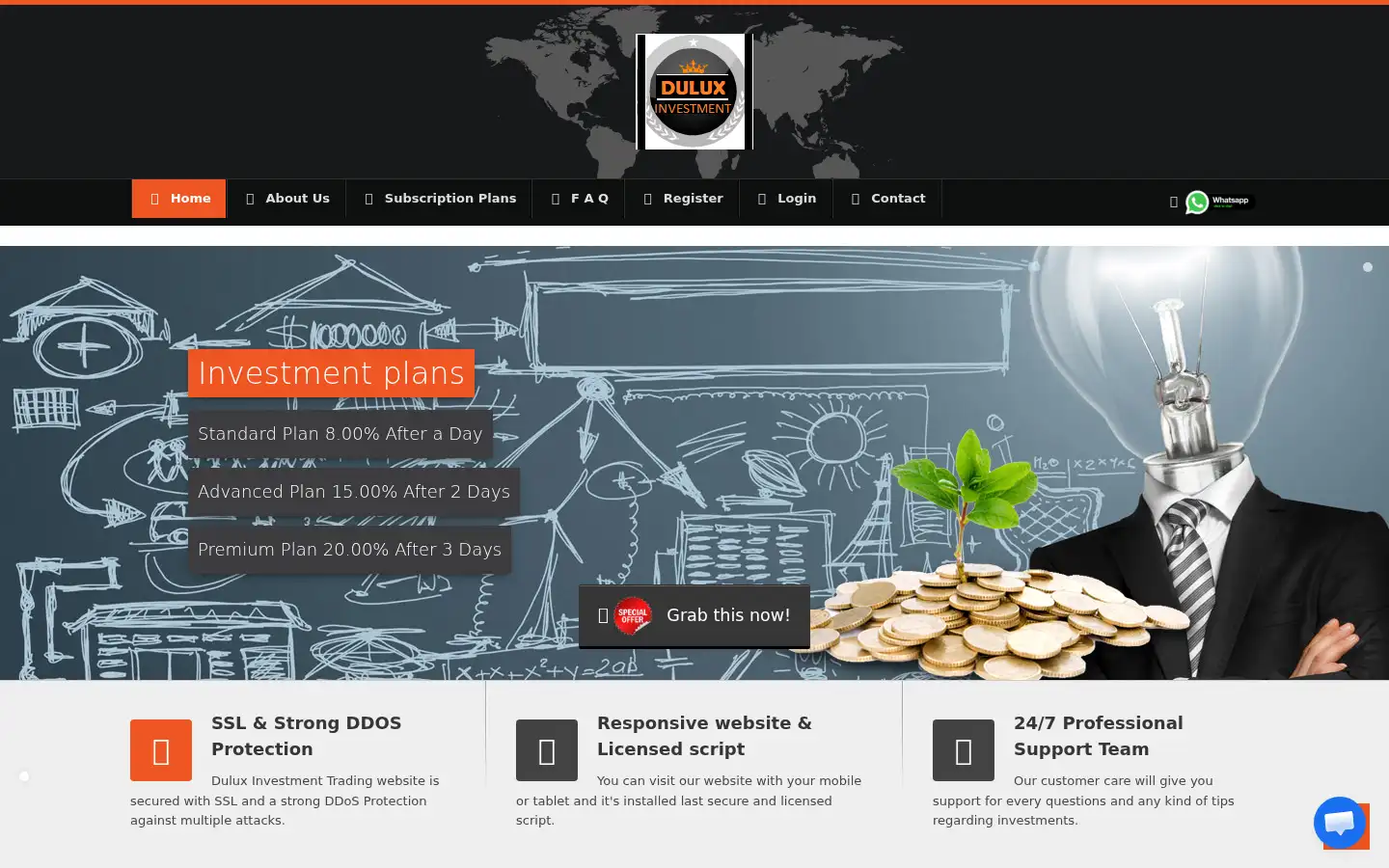 Screenshot of duluxinvestmenttrading.com