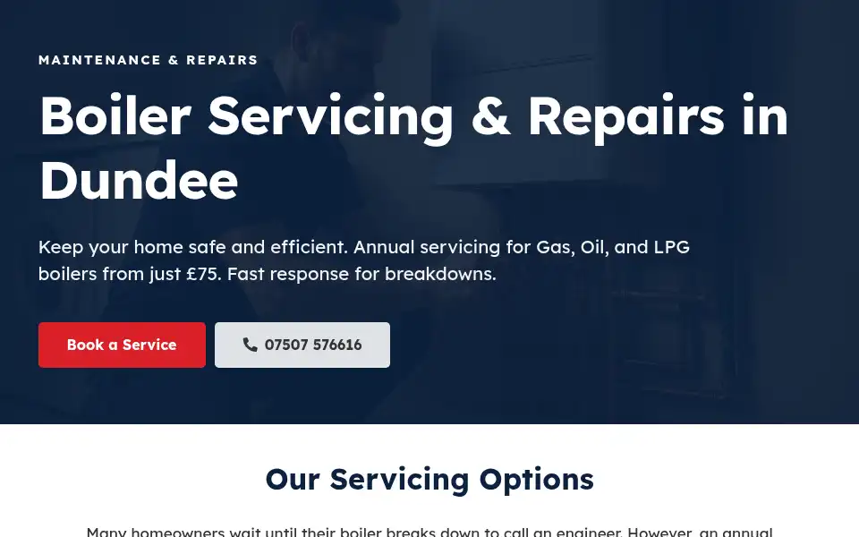 Screenshot of dundeeplumbingandheating.co.uk