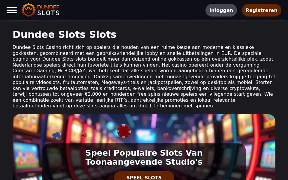 Screenshot of dundeeslots.co.nl