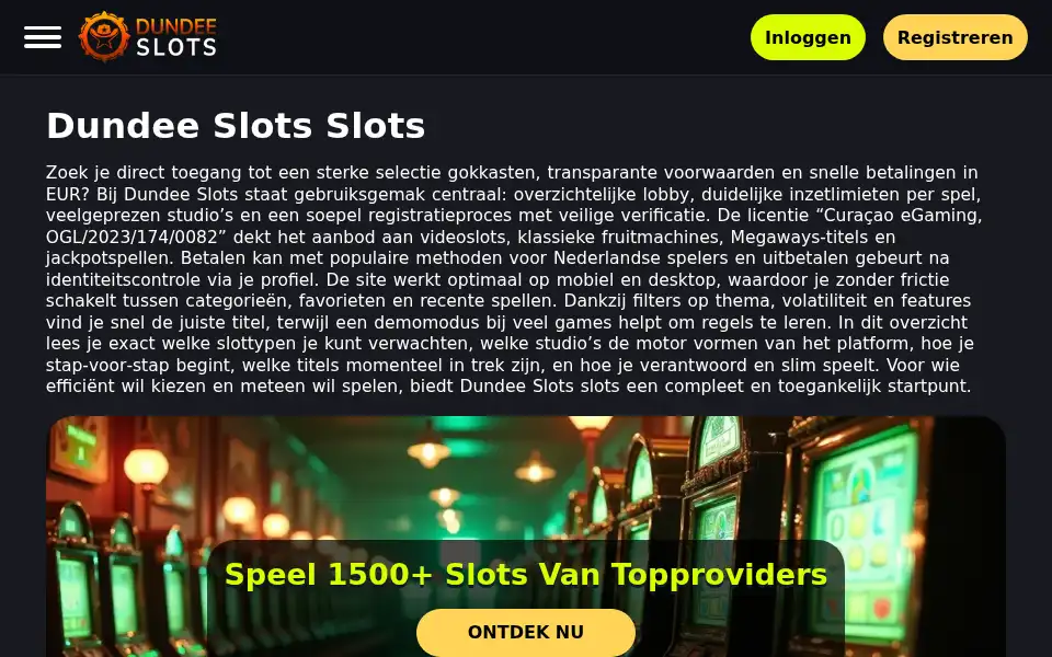 Screenshot of dundeeslots.nl