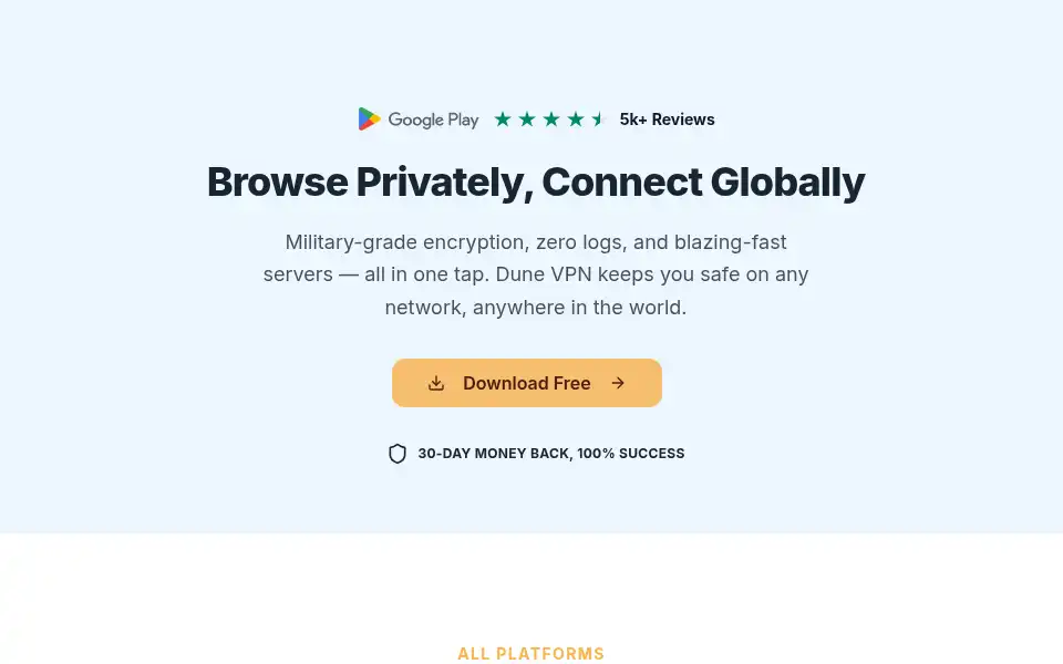 Screenshot of dunevpn.com